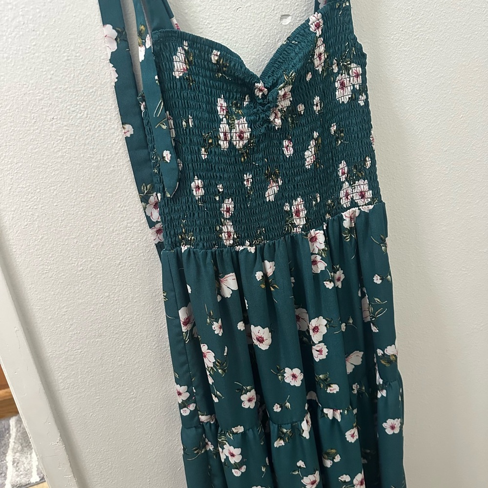 Floral Green Smocked Dress